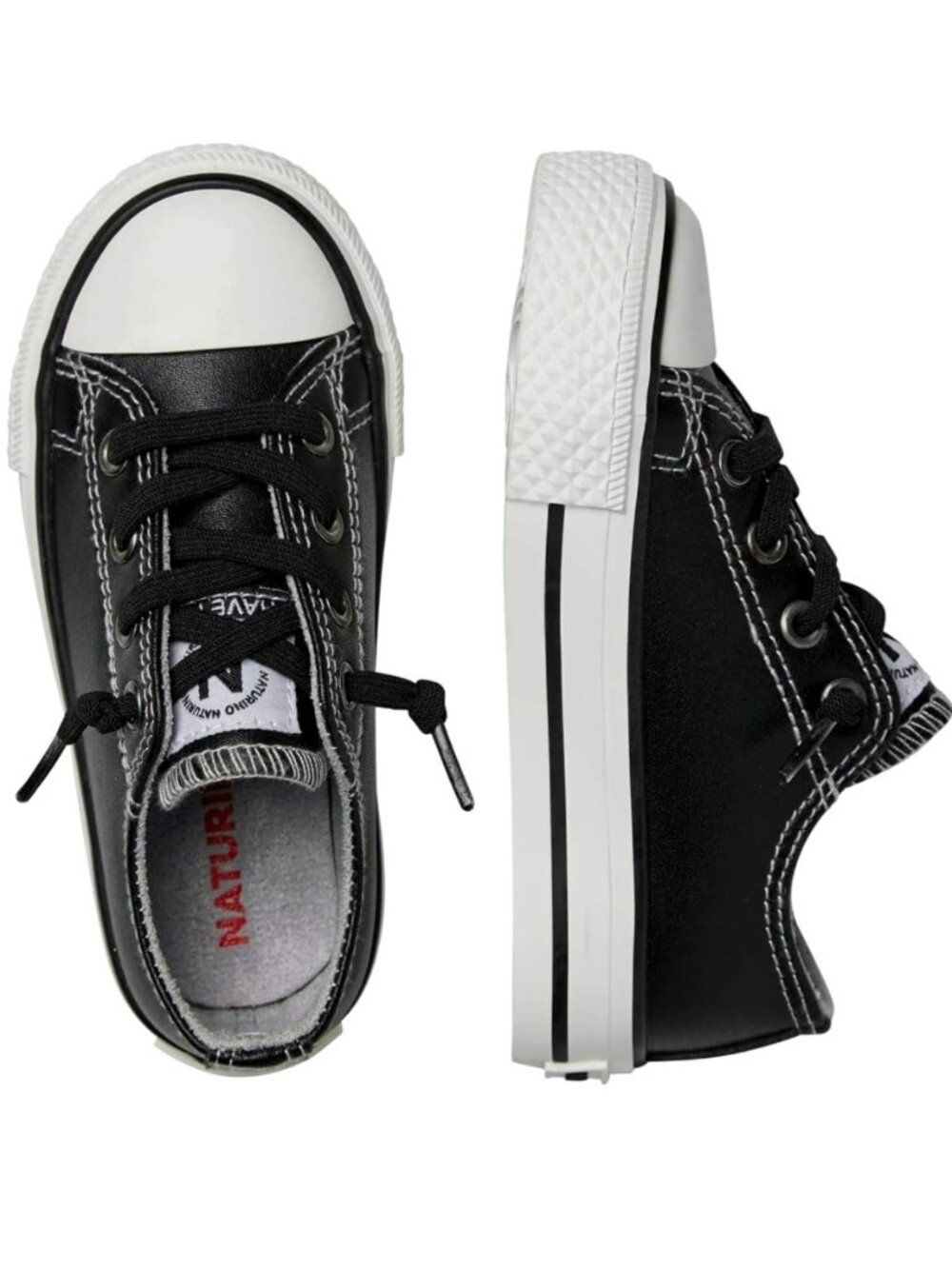 NWT NIB Naturino Ayasy Black Leather First-Walker Sneakers Size Toddler 7.5